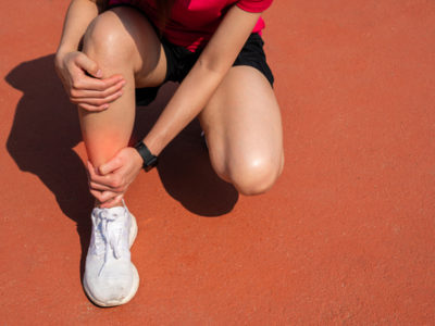 shot of woman runner suffering pain from Shin splint