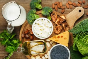 A table of nutritious foods that are good for bone health